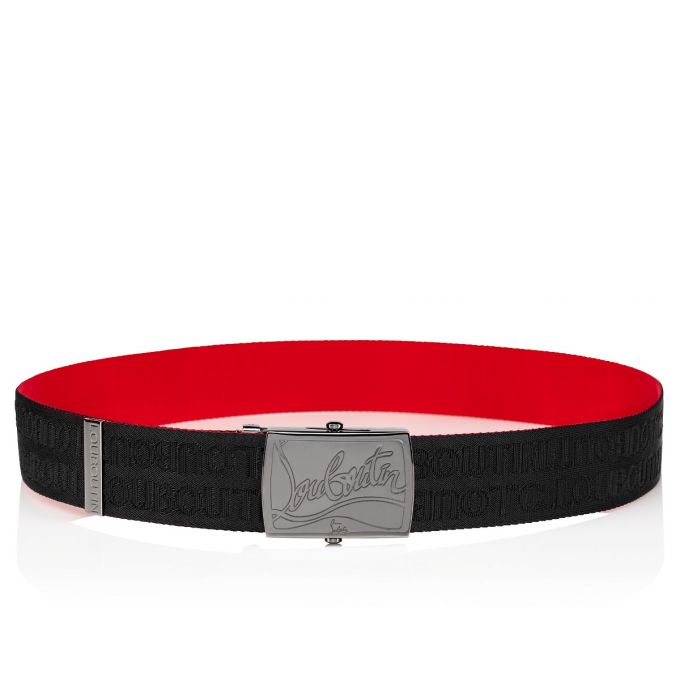 Christian Louboutin Ricky Plate Belt Classic Fabric Belts Kemer Erkek Siyah | Türkiye OJ1-90339C5