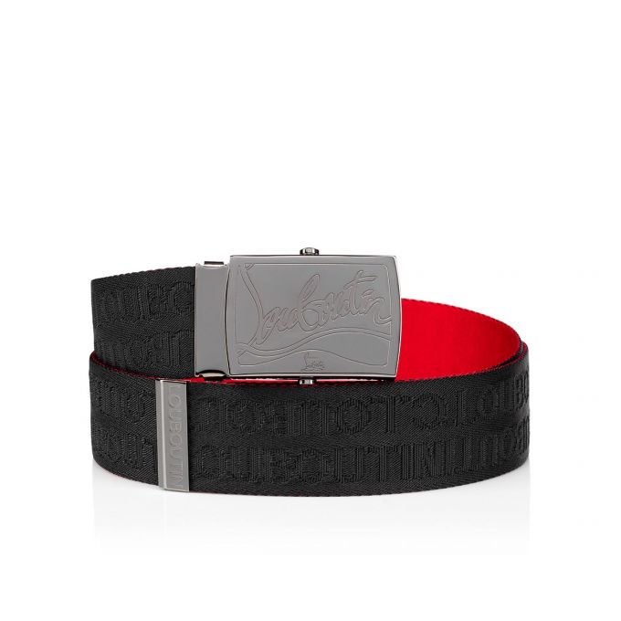 Christian Louboutin Ricky Plate Belt Classic Fabric Belts Kemer Erkek Siyah | Türkiye OJ1-90339C5