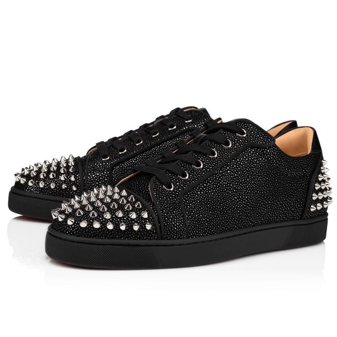 Christian Louboutin Seavaste 2 Creative Leather Sneakers Spor Ayakkabı Erkek Siyah Gümüş | Türkiye XX1-10241G4