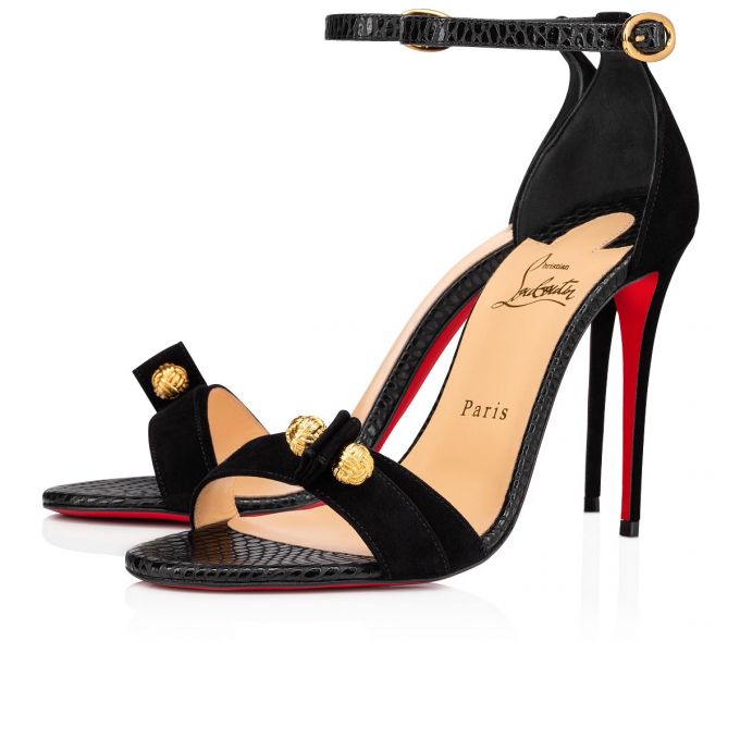 Christian Louboutin Stanisandal 100 Veau Velours Sandaletler Sandalet Kadın Siyah | Türkiye XV5-58815S0