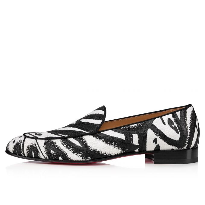 Christian Louboutin Style On The Nile Cotton Loafer Makosen Erkek Beyaz Siyah | Türkiye FE6-83148C0