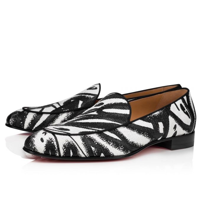 Christian Louboutin Style On The Nile Cotton Loafer Makosen Erkek Beyaz Siyah | Türkiye FE6-83148C0