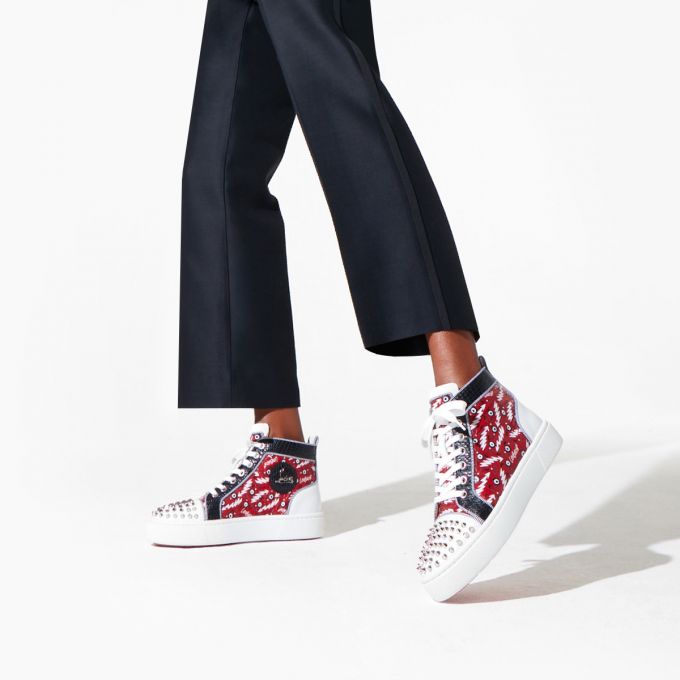 Christian Louboutin Super Lou Spikes Orlato Version Creative Fabric Sneakers Spor Ayakkabı Kadın Kırmızı | Türkiye IT4-72687D5