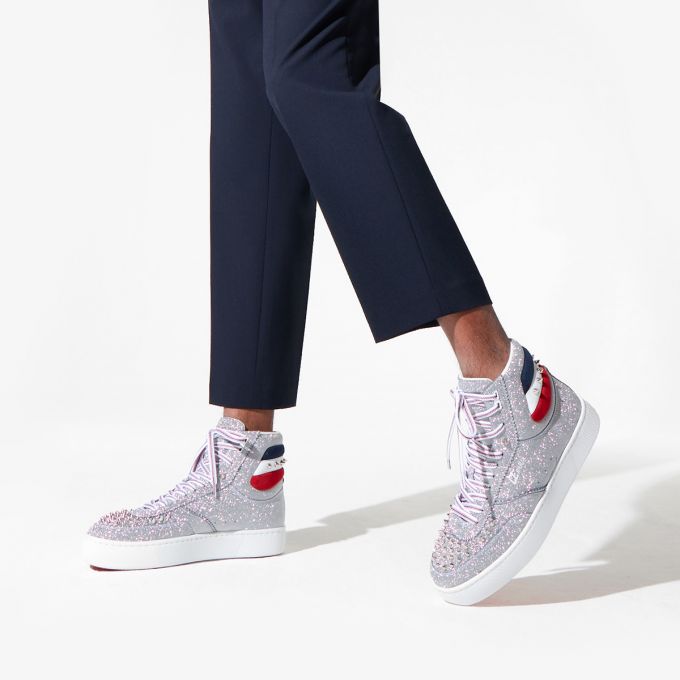 Christian Louboutin Top Rui Spikes Creative Leather Sneakers Spor Ayakkabı Erkek Gümüş | Türkiye RU3-74757Z8