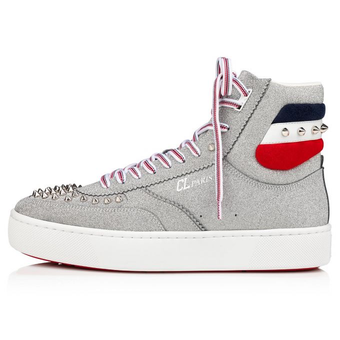 Christian Louboutin Top Rui Spikes Creative Leather Sneakers Spor Ayakkabı Erkek Gümüş | Türkiye RU3-74757Z8