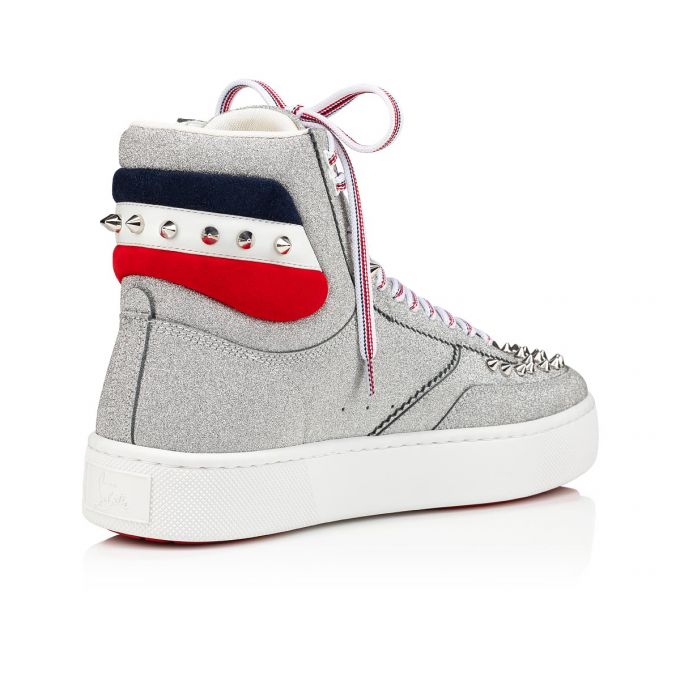 Christian Louboutin Top Rui Spikes Creative Leather Sneakers Spor Ayakkabı Erkek Gümüş | Türkiye RU3-74757Z8