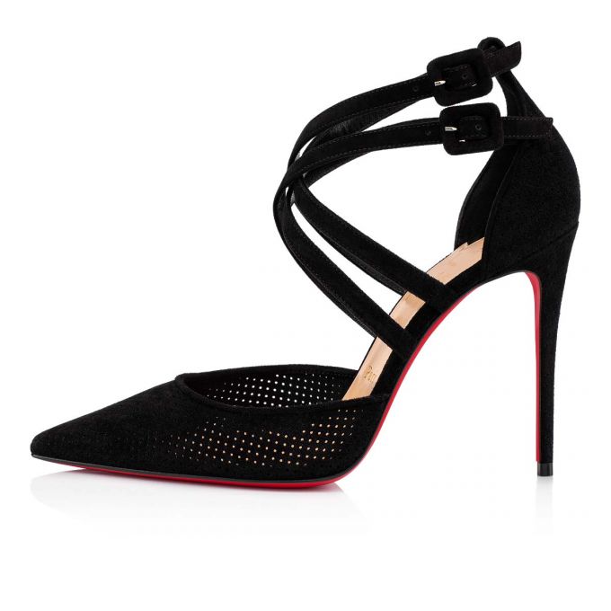 Christian Louboutin Victorilla 100 Veau Velours T Strap T Strap Kadın Siyah | Türkiye SR9-75217E9