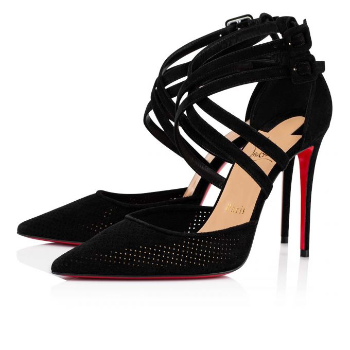 Christian Louboutin Victorilla 100 Veau Velours T Strap T Strap Kadın Siyah | Türkiye SR9-75217E9