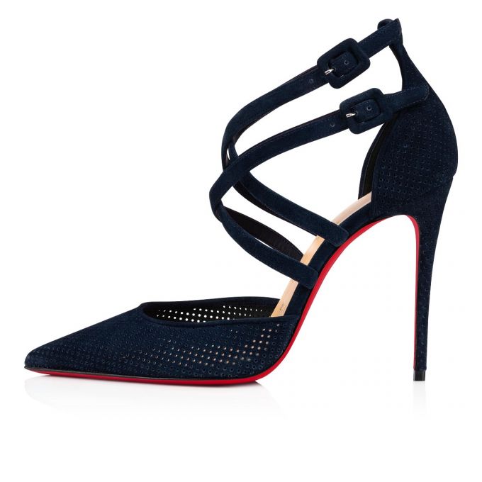 Christian Louboutin Victorilla 100 Veau Velours T Strap T Strap Kadın Mavi | Türkiye WZ4-01790A4