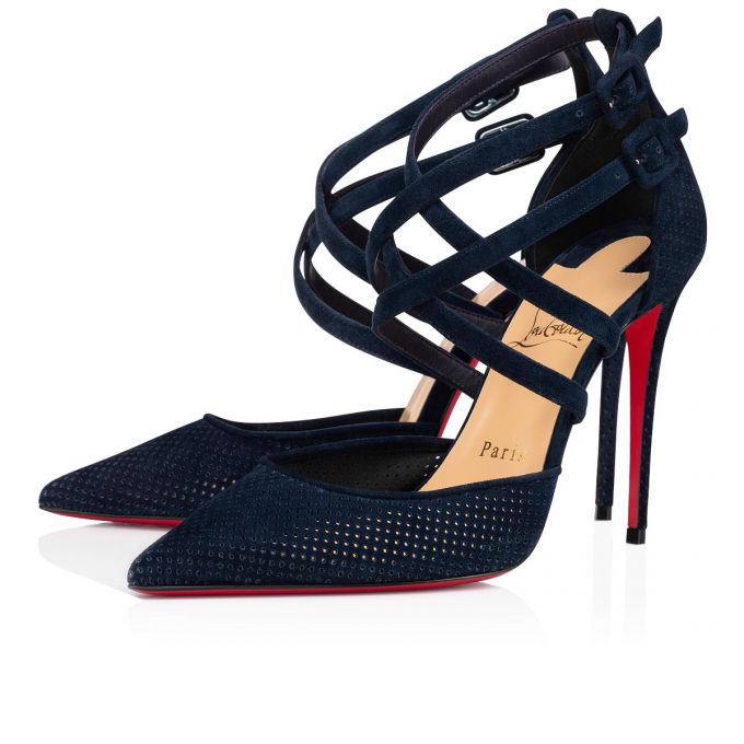 Christian Louboutin Victorilla 100 Veau Velours T Strap T Strap Kadın Mavi | Türkiye WZ4-01790A4