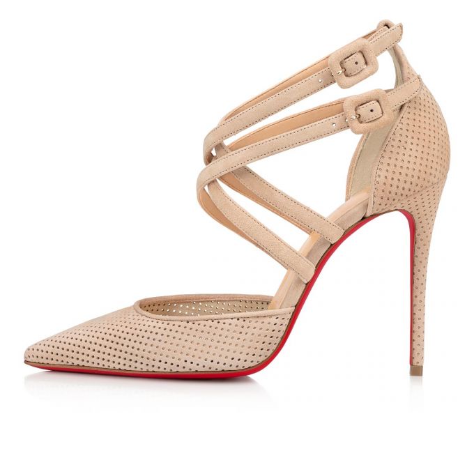 Christian Louboutin Victorilla 100 Veau Velours T Strap T Strap Kadın Bej Rengi | Türkiye JJ7-24242N3