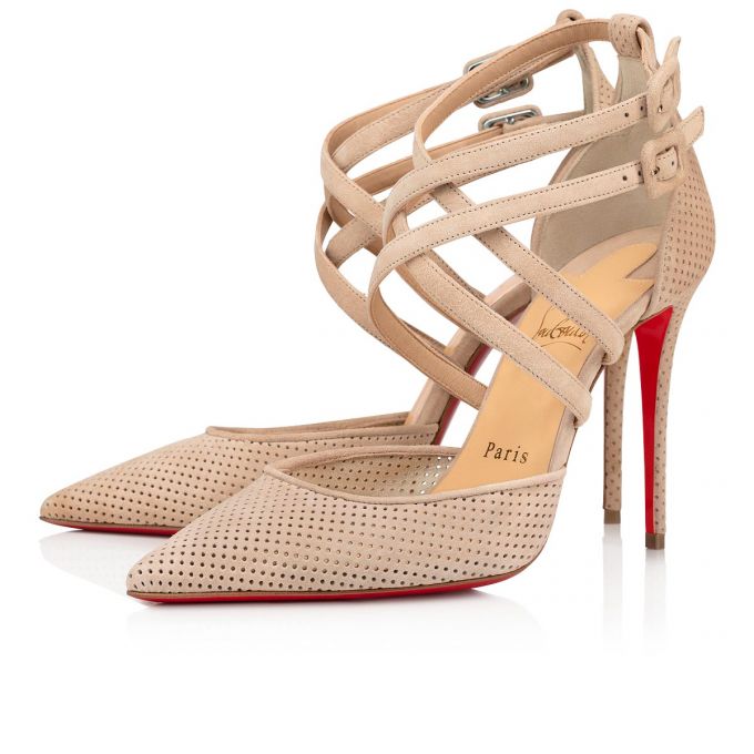 Christian Louboutin Victorilla 100 Veau Velours T Strap T Strap Kadın Bej Rengi | Türkiye JJ7-24242N3