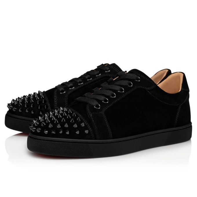 Christian Louboutin Vieira Spikes 000 Veau Velours Sneakers Spor Ayakkabı Kadın Siyah | Türkiye CL9-67266O9