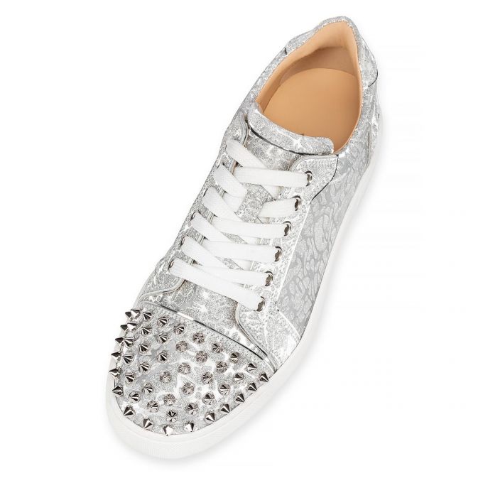 Christian Louboutin Vieira Spikes Specchio/Laminato Sneakers Spor Ayakkabı Kadın Gümüş | Türkiye NB9-65876A8