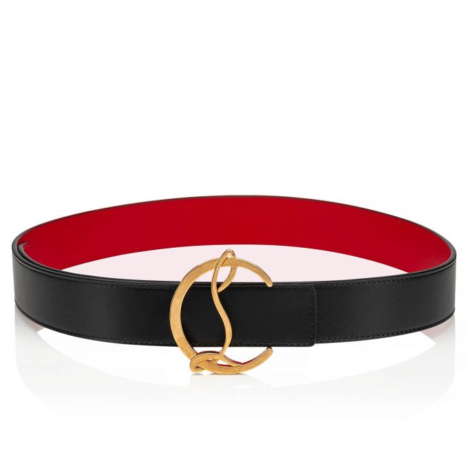 Christian Louboutin W Cl Logo Belt Calf Belts Kemer Kadın Siyah Altın | Türkiye UP3-21232U4