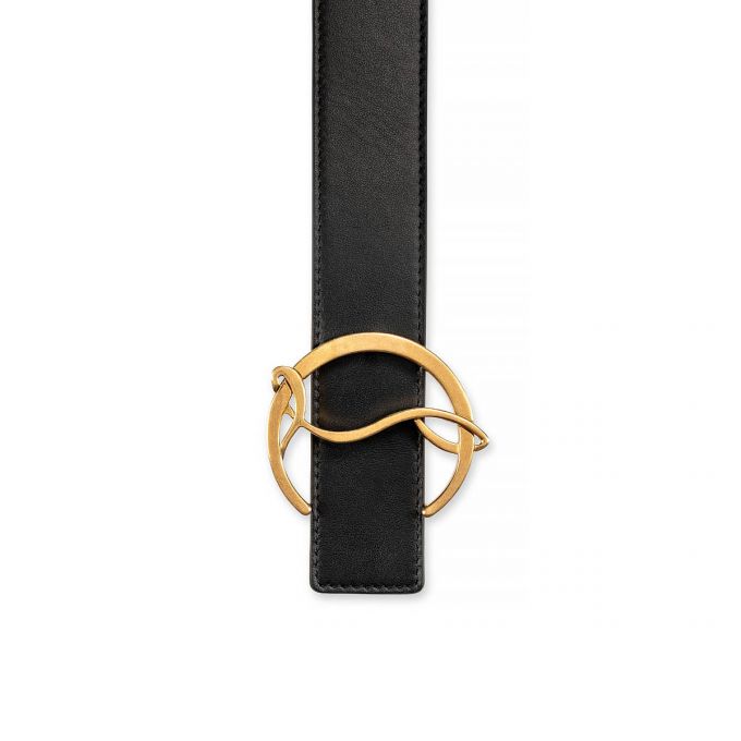 Christian Louboutin W Cl Logo Belt Calf Belts Kemer Kadın Siyah Altın | Türkiye UP3-21232U4