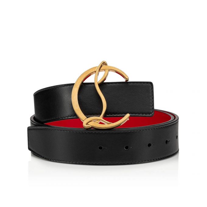 Christian Louboutin W Cl Logo Belt Calf Belts Kemer Kadın Siyah Altın | Türkiye UP3-21232U4