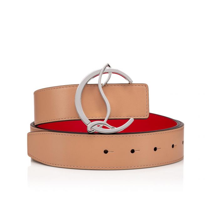 Christian Louboutin W Cl Logo Belt Classic Leather Belts Kemer Kadın Bej Rengi Gümüş | Türkiye GK6-02680N3