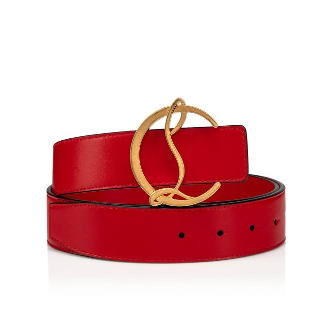 Christian Louboutin W Cl Logo Belt Loubi/Antic Calf Belts Kemer Kadın Kırmızı Altın | Türkiye UW9-65636U9