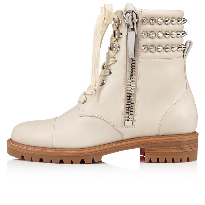 Christian Louboutin Winter Spikes Calf Boots Bot Kadın Beyaz | Türkiye PZ8-10931P0