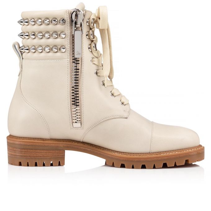 Christian Louboutin Winter Spikes Calf Boots Bot Kadın Beyaz | Türkiye PZ8-10931P0